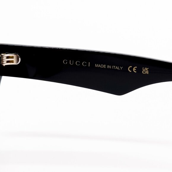 NEW GUCCI SUNGLASSES ROUND BLACK WOMEN GUCCI GG0957S 003 - Picture 11 of 12